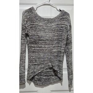 Material Girl Women Long Sleeve Black W/White Shirt W/Multi-color Sequin Women M